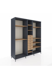 Kronos Dolap 10 Raflı 6 Çekmeceli 3 Askılı 220x59x243 Antrasit-Çam/Çam