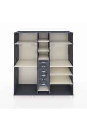 Kronos Dolap 10 Raflı 6 Çekmeceli 3 Askılı 220x59x243 Antrasit-Aytaşı/Antrasit