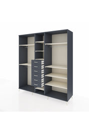 Kronos Dolap 10 Raflı 6 Çekmeceli 3 Askılı 220x59x243 Antrasit-Aytaşı/Antrasit