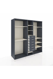 Kronos Dolap 10 Raflı 6 Çekmeceli 3 Askılı 220x59x243 Antrasit-Aytaşı/Antrasit