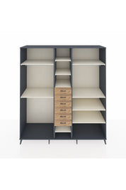 Kronos Dolap 10 Raflı 6 Çekmeceli 3 Askılı 220x59x243 Antrasit-Aytaşı/Çam