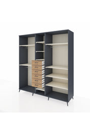 Kronos Dolap 10 Raflı 6 Çekmeceli 3 Askılı 220x59x243 Antrasit-Aytaşı/Çam