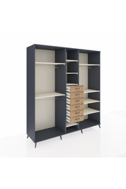 Kronos Dolap 10 Raflı 6 Çekmeceli 3 Askılı 220x59x243 Antrasit-Aytaşı/Çam