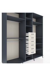 Kronos Dolap 10 Raflı 6 Çekmeceli 3 Askılı 220x59x243 Antrasit-Antrasit/Aytaşı