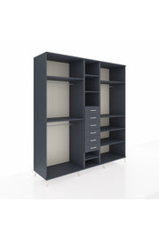 Kronos Dolap 10 Raflı 6 Çekmeceli 3 Askılı 220x59x243 Antrasit-Antrasit/Antrasit