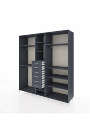 Kronos Dolap 10 Raflı 6 Çekmeceli 3 Askılı 220x59x243 Antrasit-Antrasit/Antrasit