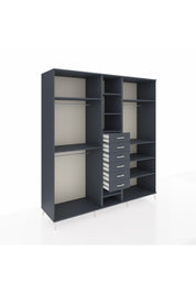 Kronos Dolap 10 Raflı 6 Çekmeceli 3 Askılı 220x59x243 Antrasit-Antrasit/Antrasit