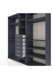 Kronos Dolap 10 Raflı 6 Çekmeceli 3 Askılı 220x59x243 Antrasit-Antrasit/Antrasit