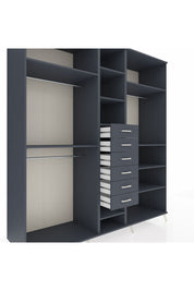 Kronos Dolap 10 Raflı 6 Çekmeceli 3 Askılı 220x59x243 Antrasit-Antrasit/Antrasit