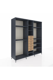 Kronos Dolap 10 Raflı 6 Çekmeceli 3 Askılı 220x59x243 Antrasit-Antrasit/Çam