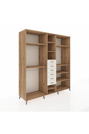 Kronos Dolap 10 Raflı 6 Çekmeceli 3 Askılı 220x59x243 Çam-Çam/Aytaşı