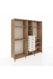 Kronos Dolap 10 Raflı 6 Çekmeceli 3 Askılı 220x59x243 Çam-Çam/Aytaşı