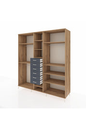 Kronos Dolap 10 Raflı 6 Çekmeceli 3 Askılı 220x59x243 Çam-Çam/Antrasit