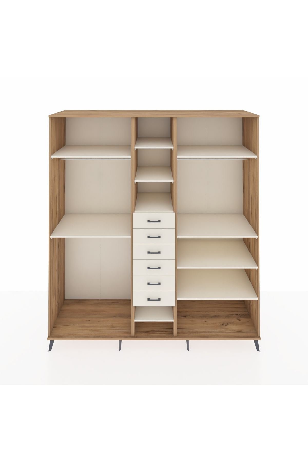 Kronos Dolap 10 Raflı 6 Çekmeceli 3 Askılı 220x59x243 Çam-Aytaşı/Aytaşı