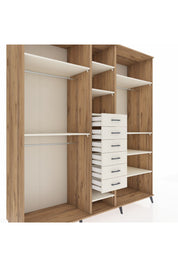 Kronos Dolap 10 Raflı 6 Çekmeceli 3 Askılı 220x59x243 Çam-Aytaşı/Aytaşı