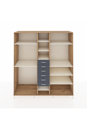 Kronos Dolap 10 Raflı 6 Çekmeceli 3 Askılı 220x59x243 Çam-Aytaşı/Antrasit