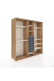 Kronos Dolap 10 Raflı 6 Çekmeceli 3 Askılı 220x59x243 Çam-Aytaşı/Antrasit