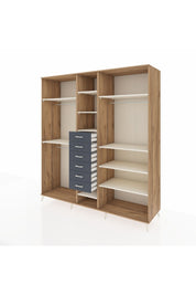 Kronos Dolap 10 Raflı 6 Çekmeceli 3 Askılı 220x59x243 Çam-Aytaşı/Antrasit