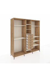 Kronos Dolap 10 Raflı 6 Çekmeceli 3 Askılı 220x59x243 Çam-Aytaşı/Çam