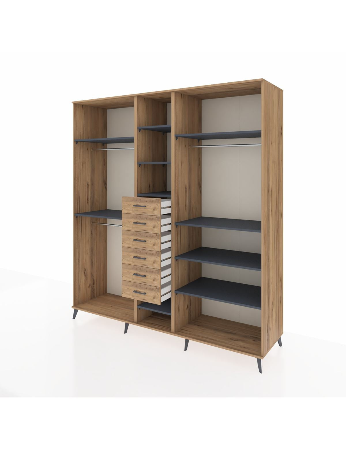 Kronos Dolap 10 Raflı 6 Çekmeceli 3 Askılı 220x59x243 - S784M034V27C