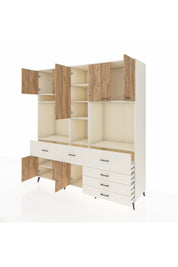 Kronos Dolap 10 Raflı 6 Çekmeceli 8 Kapaklı 220x59x243 Aytaşı-Çam/Aytaşı