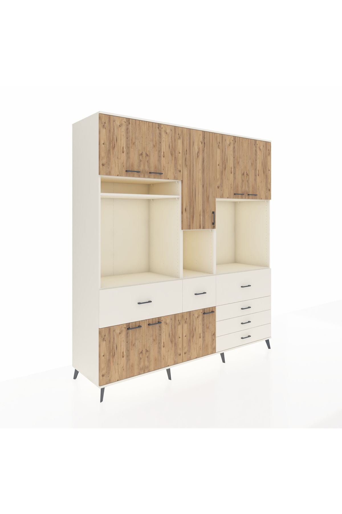 Kronos Dolap 10 Raflı 6 Çekmeceli 8 Kapaklı 220x59x243 Aytaşı-Çam/Aytaşı