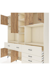 Kronos Dolap 10 Raflı 6 Çekmeceli 8 Kapaklı 220x59x243 Aytaşı-Çam/Aytaşı