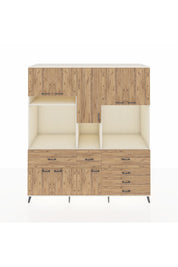 Kronos Dolap 10 Raflı 6 Çekmeceli 8 Kapaklı 220x59x243 Aytaşı-Çam/Çam