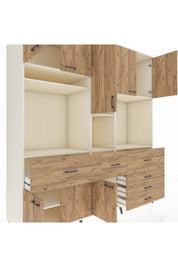 Kronos Dolap 10 Raflı 6 Çekmeceli 8 Kapaklı 220x59x243 Aytaşı-Çam/Çam