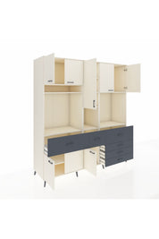 Kronos Dolap 10 Raflı 6 Çekmeceli 8 Kapaklı 220x59x243 Aytaşı-Aytaşı/Antrasit