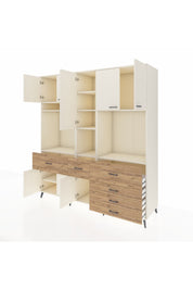 Kronos Dolap 10 Raflı 6 Çekmeceli 8 Kapaklı 220x59x243 Aytaşı-Aytaşı/Çam