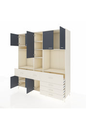 Kronos Dolap 10 Raflı 6 Çekmeceli 8 Kapaklı 220x59x243 Aytaşı-Antrasit/Aytaşı