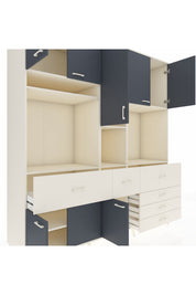 Kronos Dolap 10 Raflı 6 Çekmeceli 8 Kapaklı 220x59x243 Aytaşı-Antrasit/Aytaşı