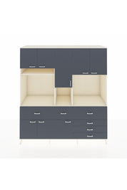 Kronos Dolap 10 Raflı 6 Çekmeceli 8 Kapaklı 220x59x243 Aytaşı-Antrasit/Antrasit