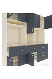 Kronos Dolap 10 Raflı 6 Çekmeceli 8 Kapaklı 220x59x243 Aytaşı-Antrasit/Antrasit