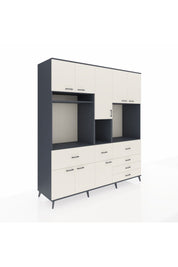 Kronos Dolap 10 Raflı 6 Çekmeceli 8 Kapaklı 220x59x243 Antrasit-Aytaşı/Aytaşı