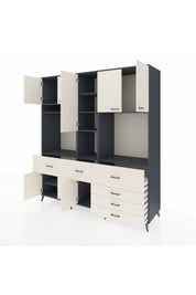 Kronos Dolap 10 Raflı 6 Çekmeceli 8 Kapaklı 220x59x243 Antrasit-Aytaşı/Aytaşı