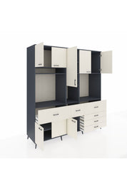 Kronos Dolap 10 Raflı 6 Çekmeceli 8 Kapaklı 220x59x243 Antrasit-Aytaşı/Aytaşı