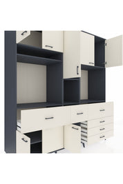 Kronos Dolap 10 Raflı 6 Çekmeceli 8 Kapaklı 220x59x243 Antrasit-Aytaşı/Aytaşı