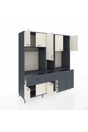 Kronos Dolap 10 Raflı 6 Çekmeceli 8 Kapaklı 220x59x243 Antrasit-Aytaşı/Antrasit