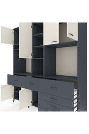 Kronos Dolap 10 Raflı 6 Çekmeceli 8 Kapaklı 220x59x243 Antrasit-Aytaşı/Antrasit