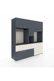 Kronos Dolap 10 Raflı 6 Çekmeceli 8 Kapaklı 220x59x243 Antrasit-Antrasit/Aytaşı