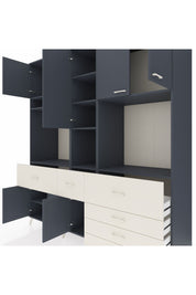 Kronos Dolap 10 Raflı 6 Çekmeceli 8 Kapaklı 220x59x243 Antrasit-Antrasit/Aytaşı