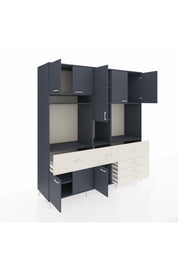 Kronos Dolap 10 Raflı 6 Çekmeceli 8 Kapaklı 220x59x243 Antrasit-Antrasit/Aytaşı