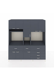 Kronos Dolap 10 Raflı 6 Çekmeceli 8 Kapaklı 220x59x243 Antrasit-Antrasit/Antrasit