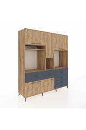 Kronos Dolap 10 Raflı 6 Çekmeceli 8 Kapaklı 220x59x243 Çam-Çam/Antrasit