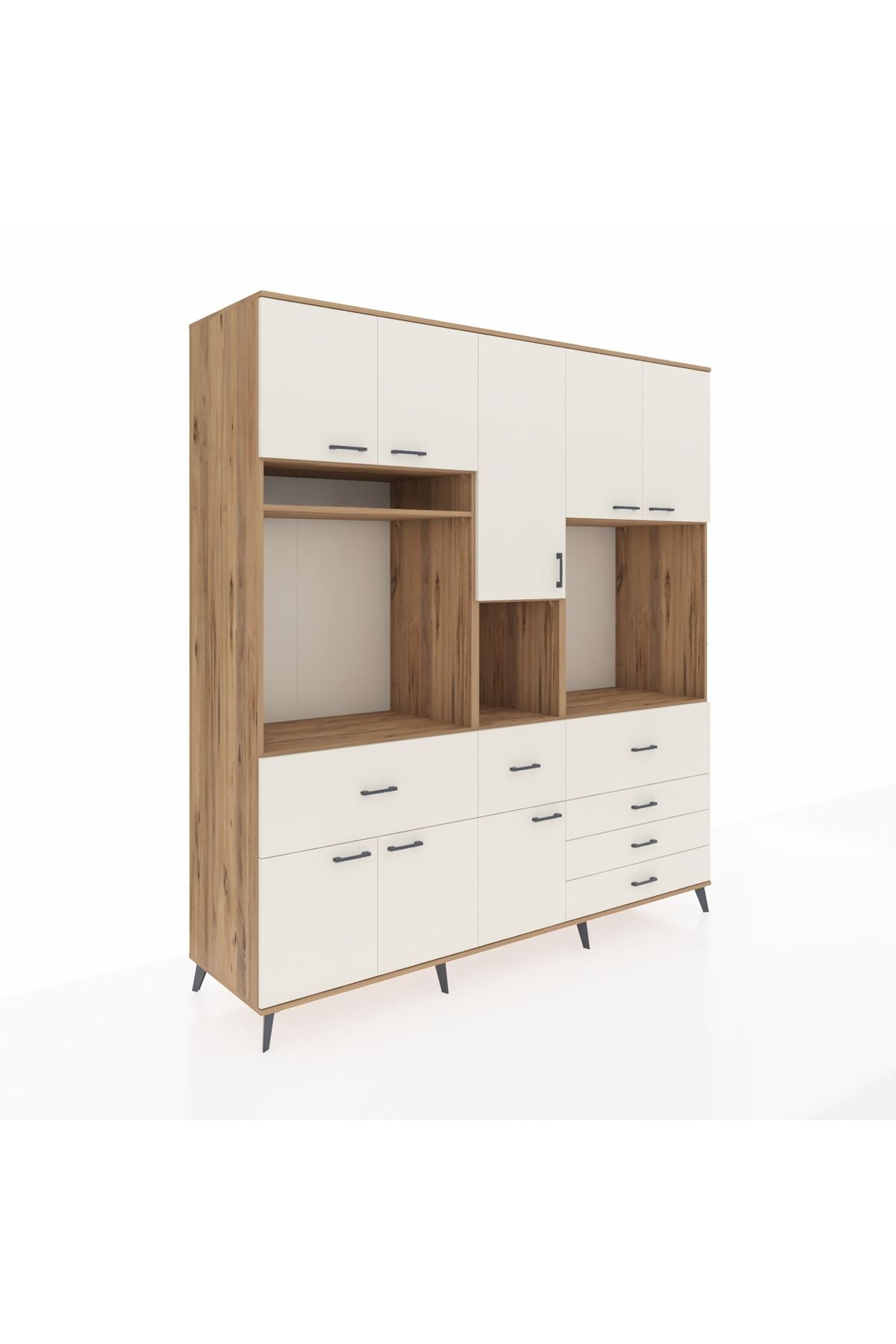 Kronos Dolap 10 Raflı 6 Çekmeceli 8 Kapaklı 220x59x243 Çam-Aytaşı/Aytaşı