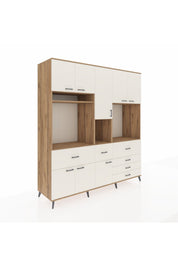 Kronos Dolap 10 Raflı 6 Çekmeceli 8 Kapaklı 220x59x243 Çam-Aytaşı/Aytaşı