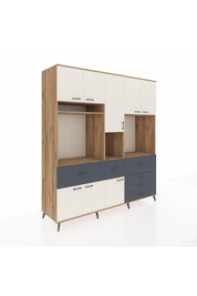 Kronos Dolap 10 Raflı 6 Çekmeceli 8 Kapaklı 220x59x243 Çam-Aytaşı/Antrasit