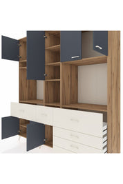 Kronos Dolap 10 Raflı 6 Çekmeceli 8 Kapaklı 220x59x243 Çam-Antrasit/Aytaşı